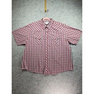 Wrangler Pearl Snap Short Sleeve Western Red Plaid Shirt Men's 3X